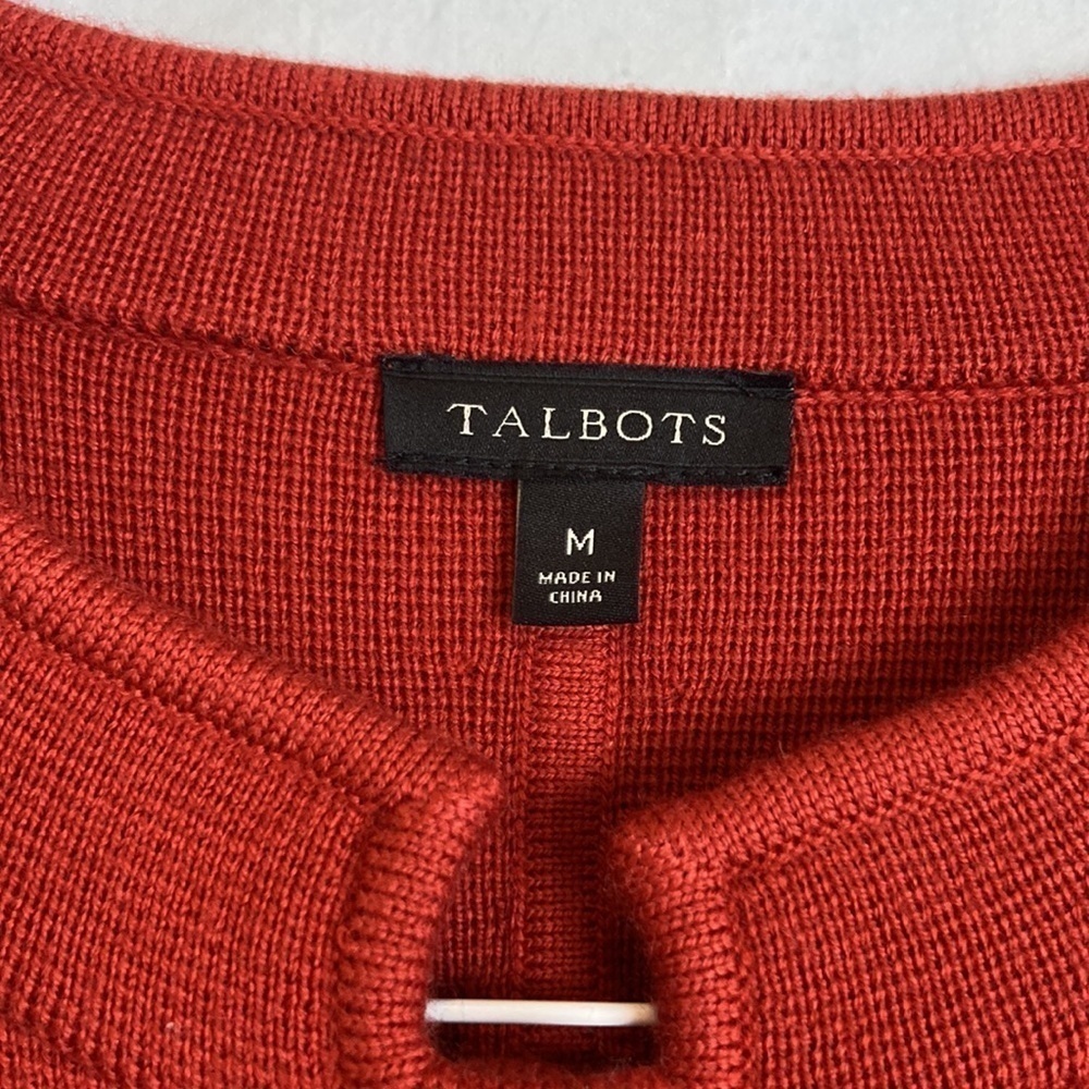 Talbots Merino Wool Blend Cardigan M Nautical Office Workwear Military Preppy - Picture 13 of 16